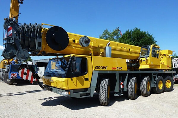 dźwig żuraw samochodowy samojezdny Grove GMK 5100 100 ton, usługi, wynajem Poznań, wielkopolskie - Dźwigus